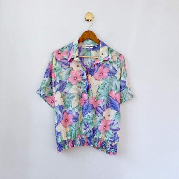 Vintage Other - Vintage • Oversized Hawaiian Quarter Button Up Tee